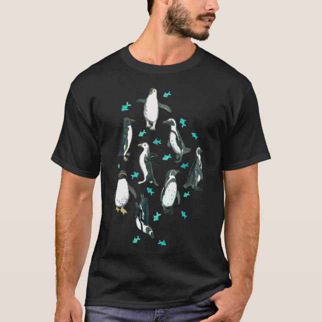 Camiseta Muitos Pequenos Pinguins em hortelã (Frente)