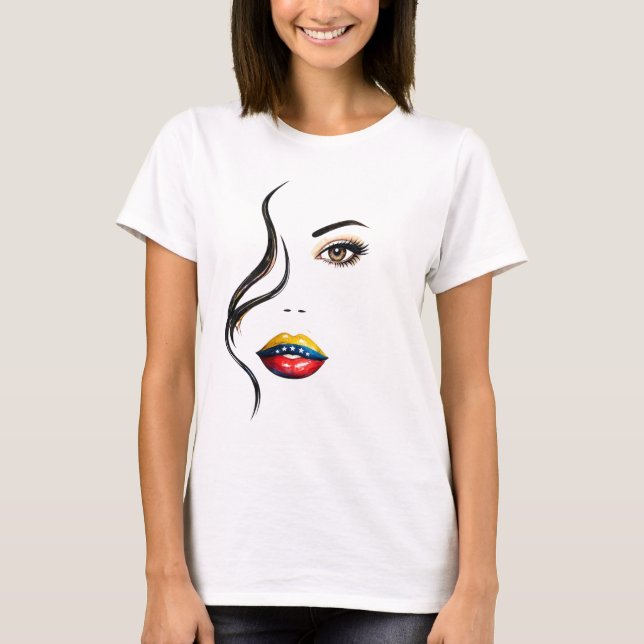 Camiseta Mujer Venezolana Bella y Poderosa – VE (Frente)