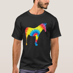 Camiseta Mula Tie Dye Estampa de Arco-íris Burro Cavalo Hip