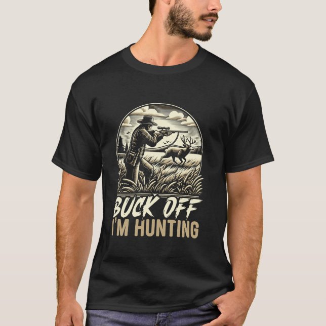 Camiseta Mule Deer Hunter Animal Hunt Rifle Caça Longa Sl (Frente)