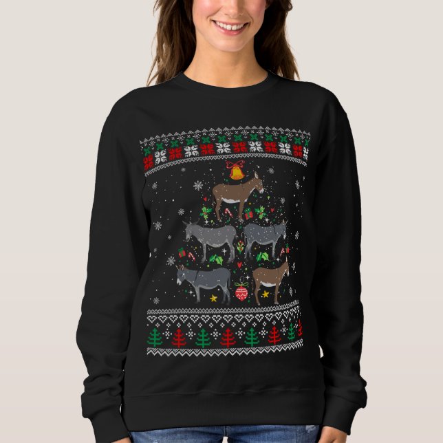 Camiseta Mule Donkey Enfeites de natal Tree Funny Gift Ugl (Frente)
