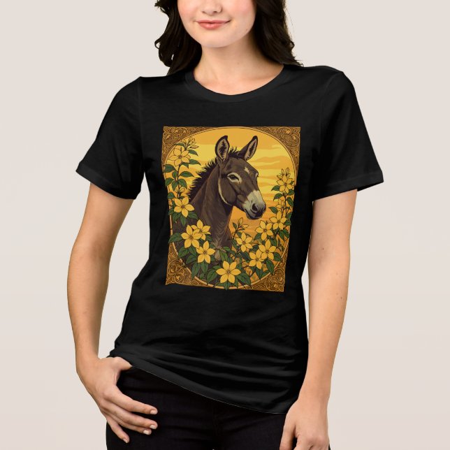 Camiseta Mule Work Animal Cercado Por Jasmina Amarela (Frente)
