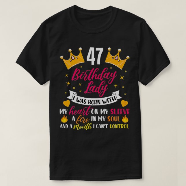 Camiseta Mulher: 47.º aniversário presente de mulher de 47  (Frente do Design)