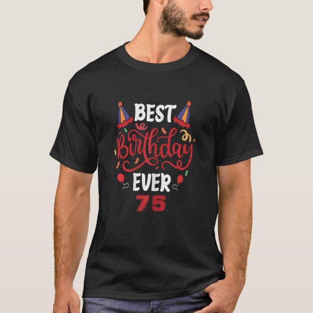 Camiseta Mulher 75º Aniversário Mulher dotada de Engraçado  (Frente)