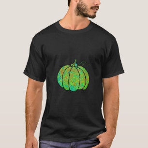 Camiseta Mulher Abóbora Abóbora Laranja Abstrato Verde-Padr