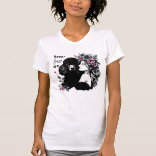 Camiseta Mulher Abrindo Poodle Com Flores