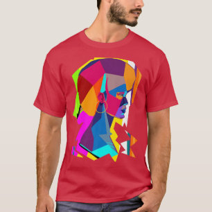 Camiseta Mulher abstrato colorida com afro 