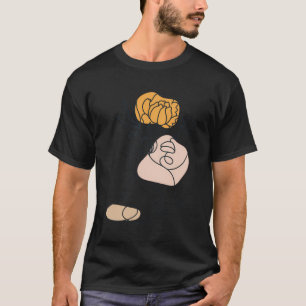 Camiseta Mulher abstrato Minimalista Arte Floral Com Linha