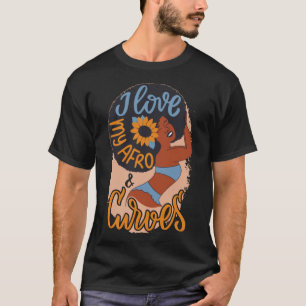 Camiseta Mulher Afro-Americana Ama Minhas Curvas Inspiração
