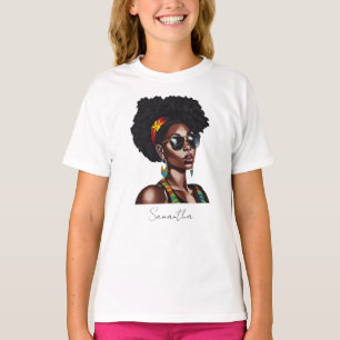 Camiseta Mulher afro-americana com óculos de sol chic
