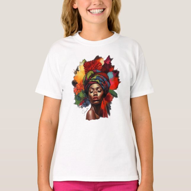 Camiseta Mulher afro-americana empoderada (Frente)