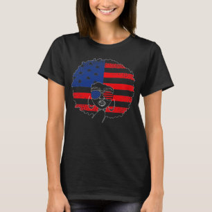 Camiseta Mulher Afro-Americana Patriótica 4 de julho