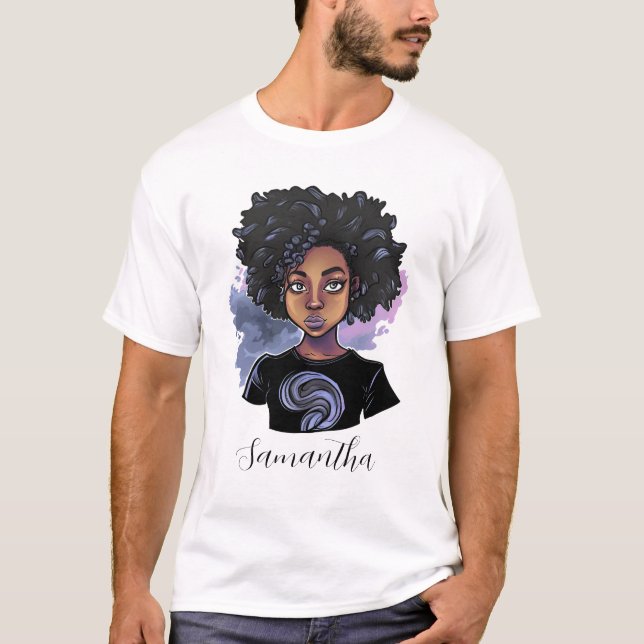 Camiseta Mulher Afro-Americana Personalizada (Frente)