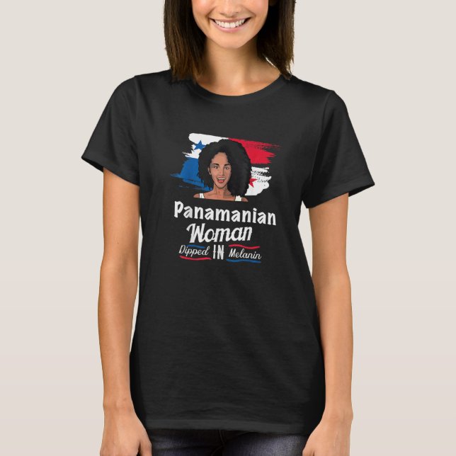 Camiseta mulher afro-latina do panamá mergulhada em melanin (Frente)