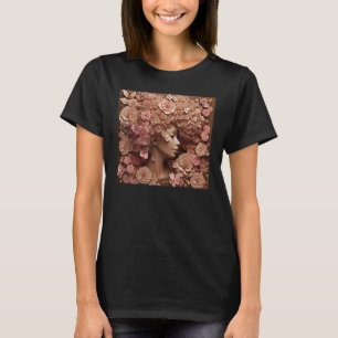 Camiseta Mulher Afro Negra Floral Puff Melanin Rosa Né