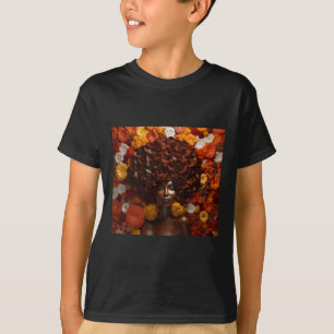Camiseta Mulher Afro Negra Floral Rainha Puff Art Melanin A