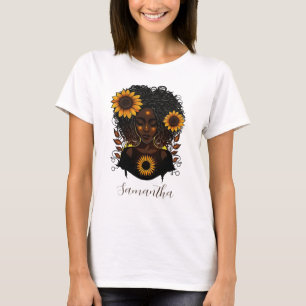 Camiseta Mulher Afro Rainha Sunflower