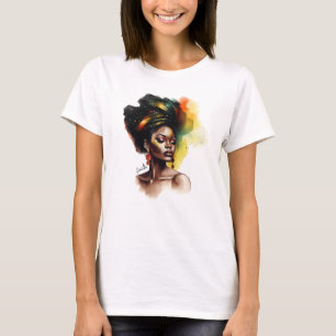 Camiseta Mulher Afrocêntrica em Cores Vibrantes