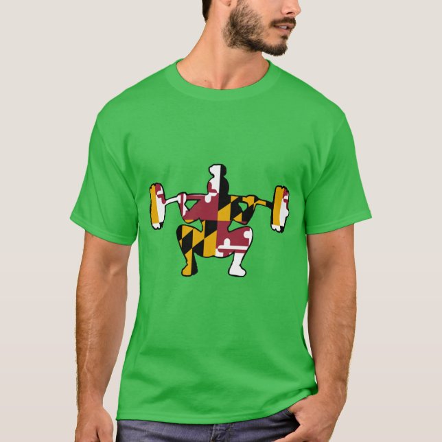 Camiseta Mulher Agachada Bandeira de Maryland (Frente)