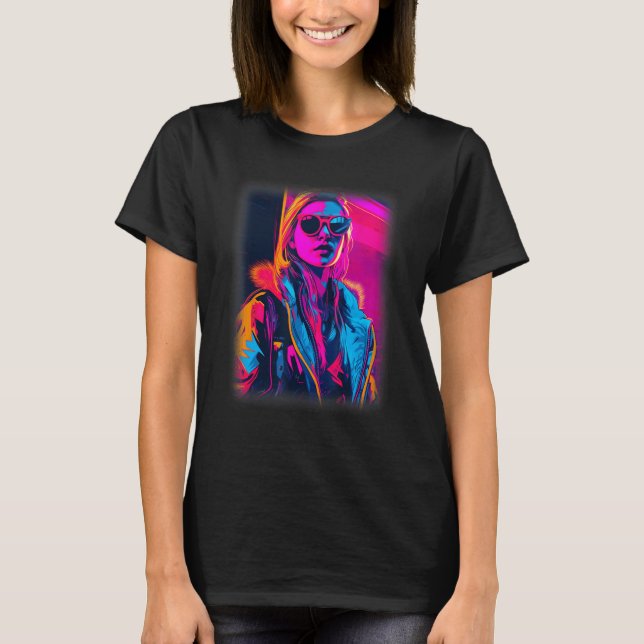 Camiseta Mulher Americana: Estética Legal Rave Techno Girl  (Frente)