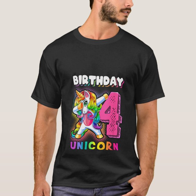 Camiseta Mulher Aniversário Unicórnio 4 Dabbing Unicorn 4th (Frente)