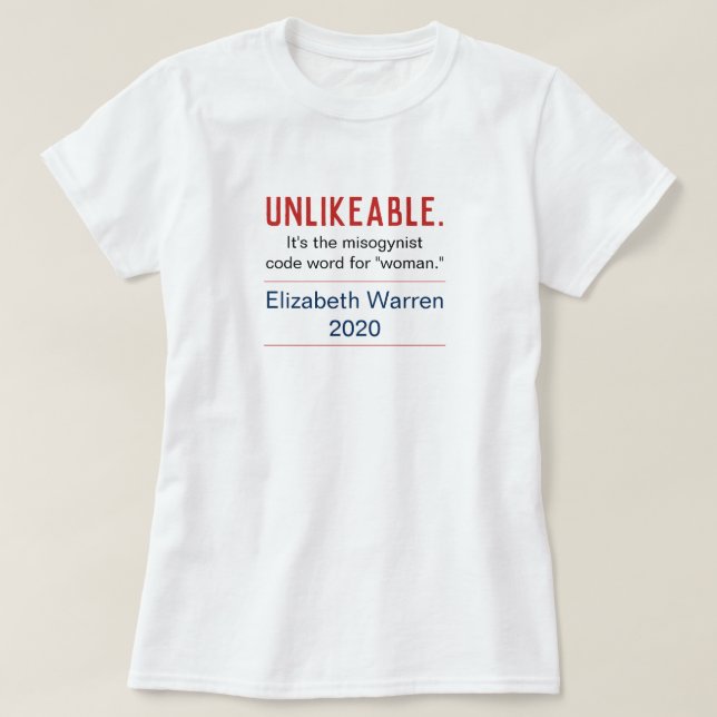 Camiseta Mulher Antipática Pró-Elizabeth Warren Frente (Frente do Design)