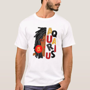 Camiseta Mulher Aquário Garota Afro Bloqueia Menina Zodíaca