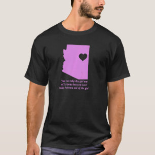 Camiseta Mulher Arizona Esboça Estado Mapa Orgulho Cardíaco