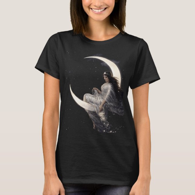 Camiseta Mulher Art Nouveau Celestial na Lua Crescente (Frente)