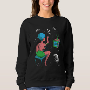 Camiseta Mulher Assistindo Tv Astronauta Astral Cósmico Par