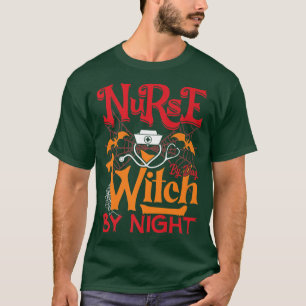 Camiseta Mulher assusta enfermeira de vassoura do Halloween