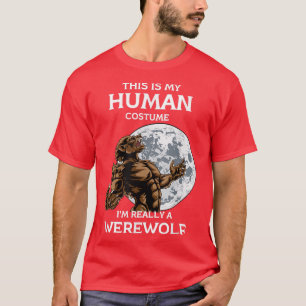 Camiseta Mulher assustada fantasia de lobisomem do Dia das 