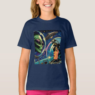Camiseta Mulher Astronauta Encontra Alienígena Extraterrest