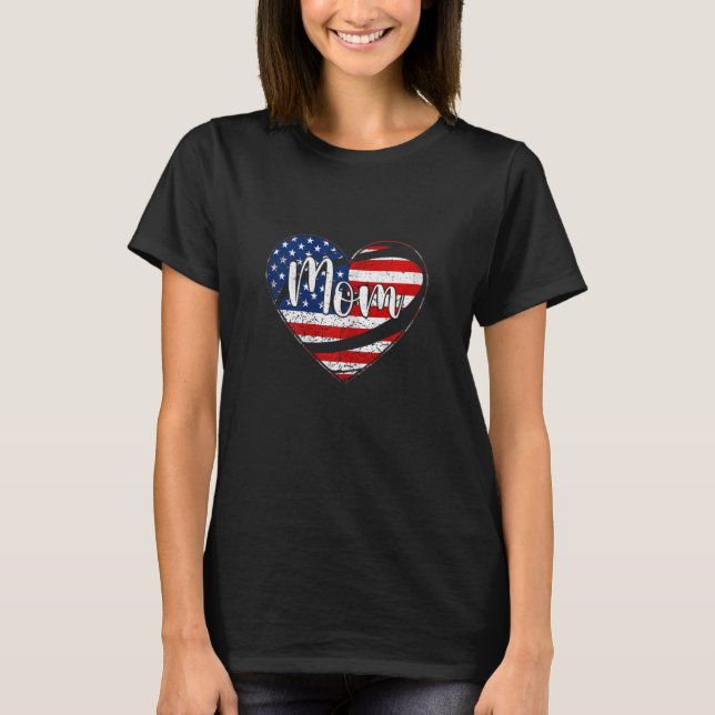 Camiseta Mulher Bandeira Americana Rugby Mãe Roupa 4 De Jul (Frente)