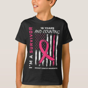 Camiseta Mulher: Bandeira Americana Sensibilização Rosa 16