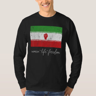 Camiseta Mulher-bandeira iraniana com apoio às mulheres de 