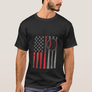 Camiseta Mulher Baseball EUA Flag Sports Fan Gift V Neck