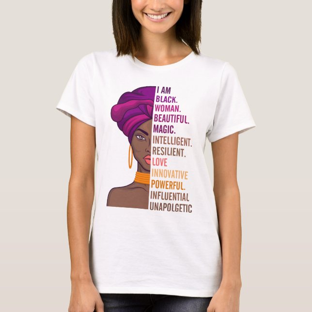 Camiseta Mulher Bela Negra Orgulhosa Sou A Bela Mulher Negr (Frente)