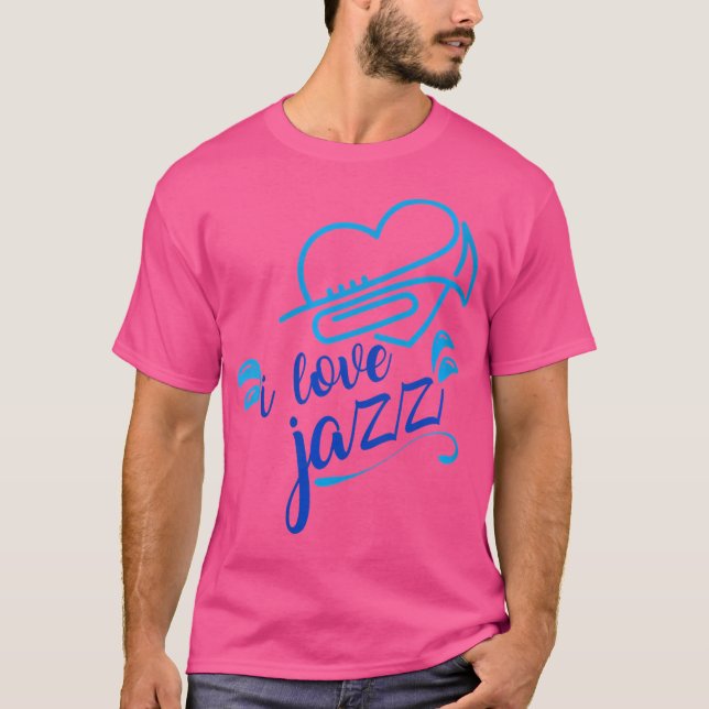 Camiseta Mulher Bonita Adoro Jazz Heart Trumpet Música L (Frente)
