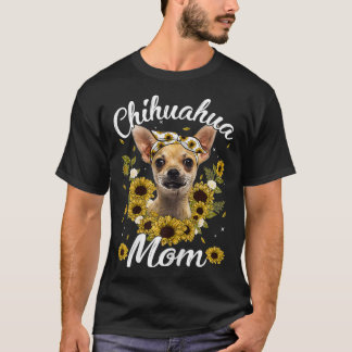 Camiseta Mulher Bonita Chihuahua Mãe Cachorro Sunflower Mãe