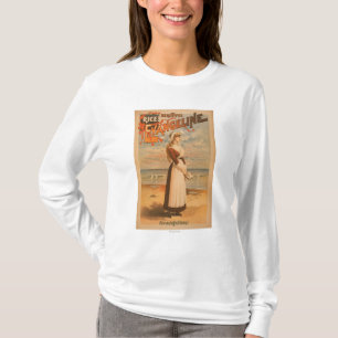Camiseta Mulher bonita do Evangeline do arroz no oceano