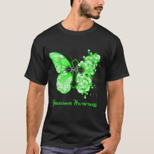 Camiseta Mulher Borboleta Verde Fé Glaucoma Consciência