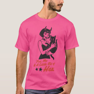 Camiseta Mulher Branca com Cat e o Retro de Mensagens Ele