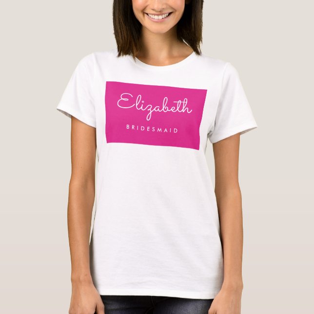 Camiseta Mulher Branca Cor-de-Rosa Bachelorette Bridesmaid (Frente)