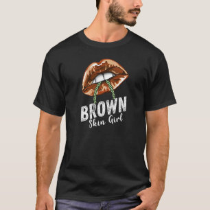 Camiseta Mulher Brown Skin Girl Black Queen Melanin Poppin