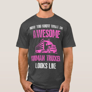 Camiseta Mulher Caminhadora Motorista de Caminhão Semi Trai