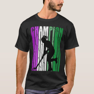 Camiseta Mulher Campeã Hockey Horthday Season Purple Gree