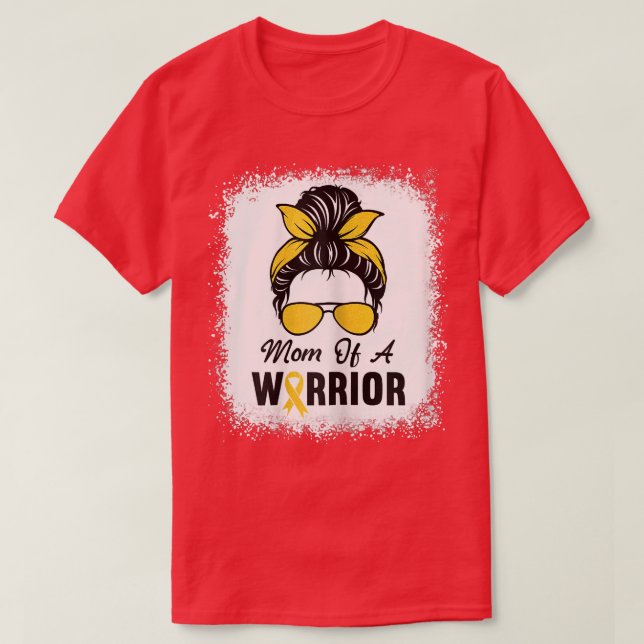 Camiseta Mulher Cancer da infância Guerreira Mensagem Bun L (Frente do Design)