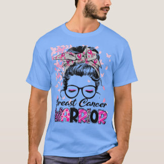 Camiseta Mulher, Cancer do peito, Messy Bun, Seja Forte