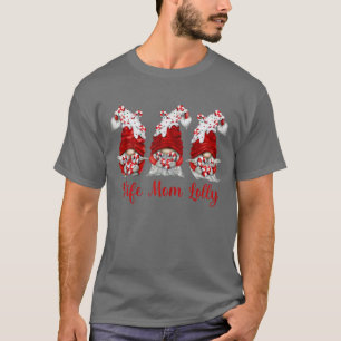 Camiseta Mulher Candy Cane Gnome Esposa Mãe Isoladamente Pe